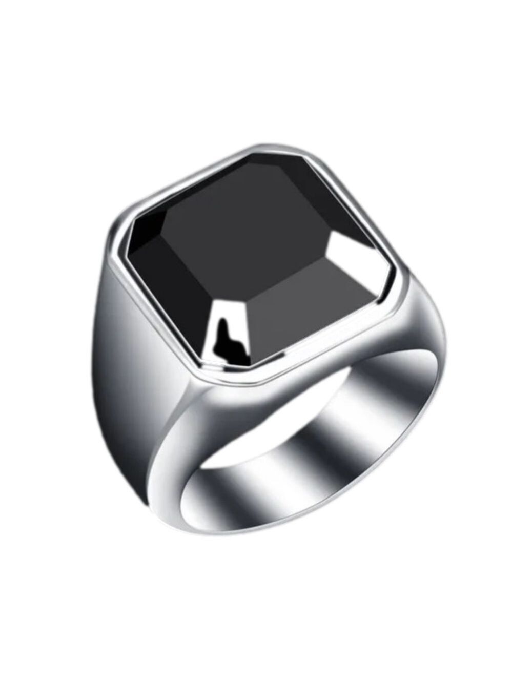 Black Stone Sterling Silver Ring Size 9